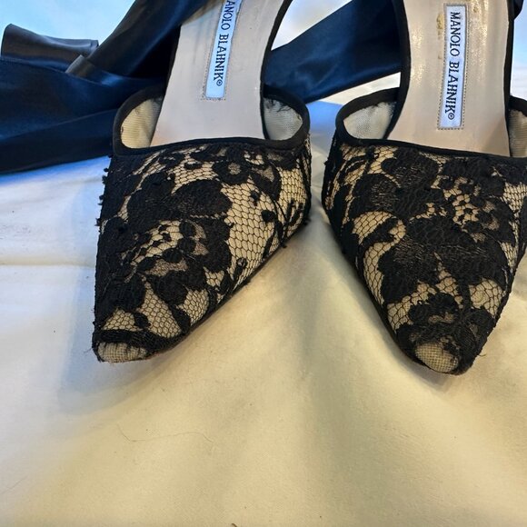 Manolo Blahnik Lace & Ribbon Heels 39.5 - Picture 7 of 9